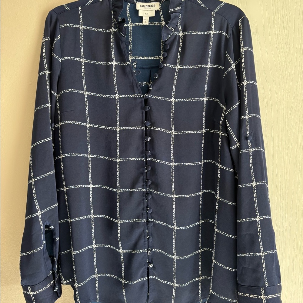 Express Portofino Navy and White Blouse - Picture 1 of 3